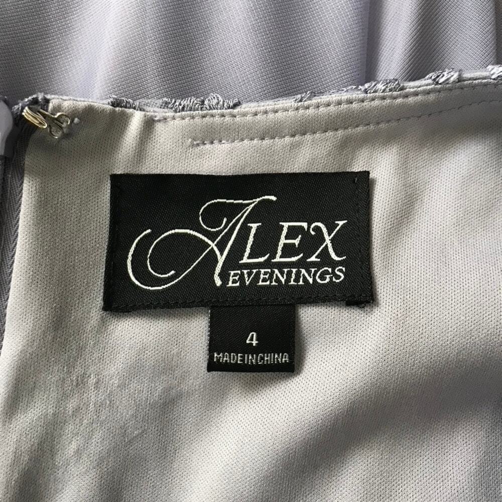 Alex Evenings Dress Size 4 Purple Embroidered Chiffon Mock Tea Knee Length Midi - Picture 13 of 14